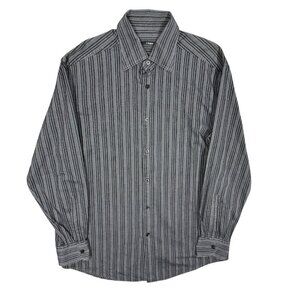 Ermenegildo Zegna Z Striped Dress Shirt Long Sleeve Button Up Grey 15 1/2 Medium